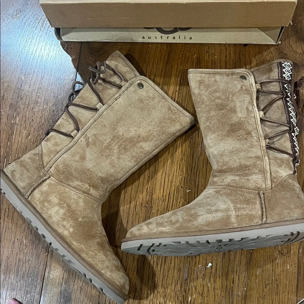 UGG Women's Brown Lace Up Boots - Picture 2 of 11